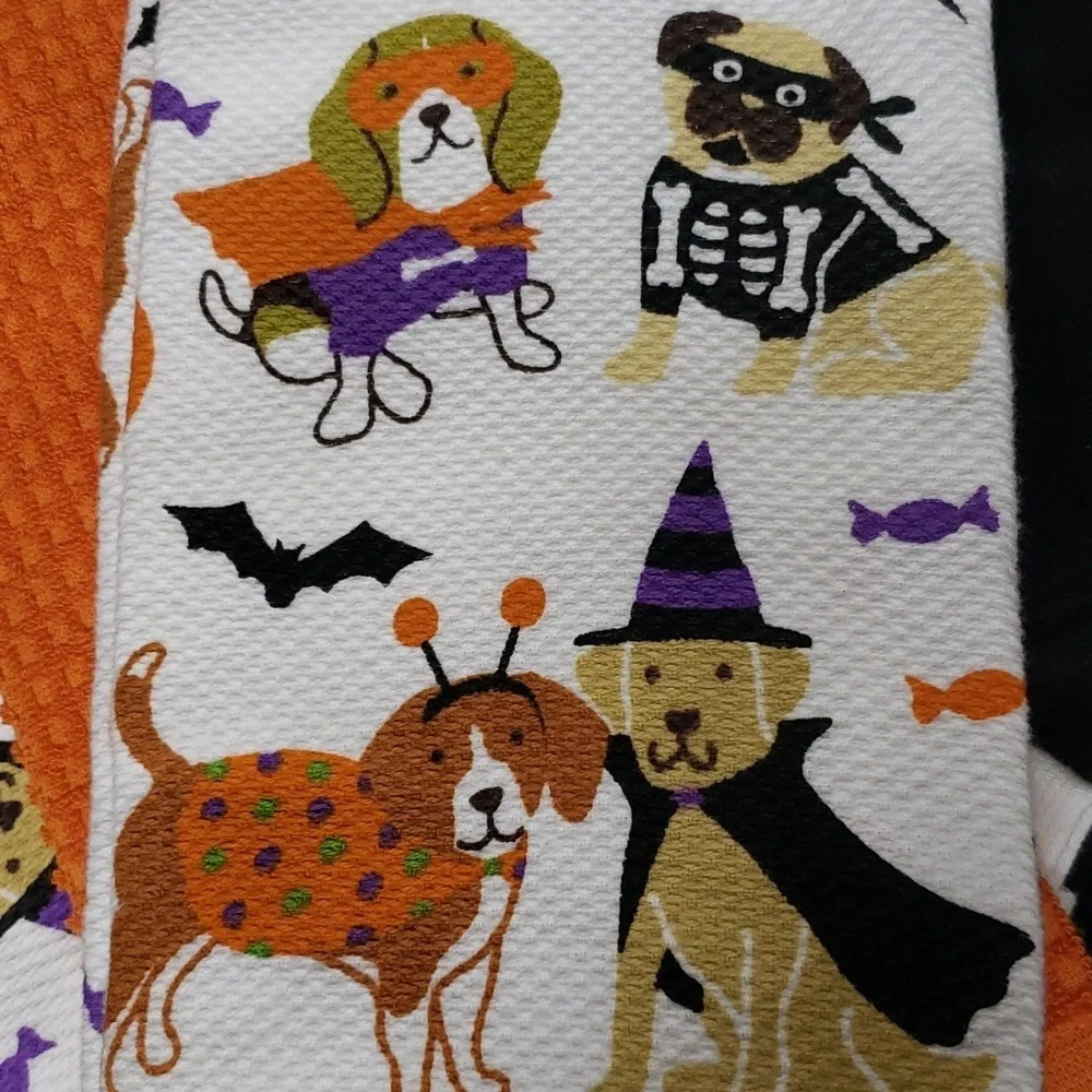 Casaba Dogs in Costumes Halloween Kitchen Towels